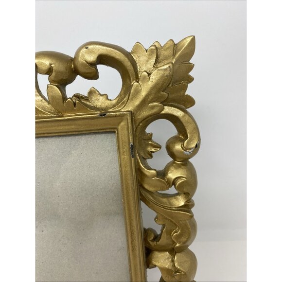 Ornate Heavy Hollywood Regency Style Gold Tone Picture Frame 6.5” X 4.5” Photo - Picture 3 of 10